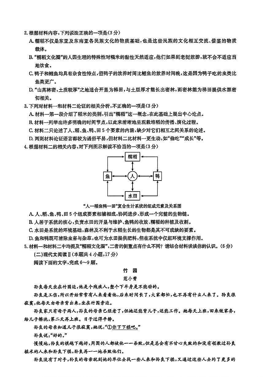 2024届湖北省圆创联盟高三下学期3月联合测评-语文试卷（含答案）第3页