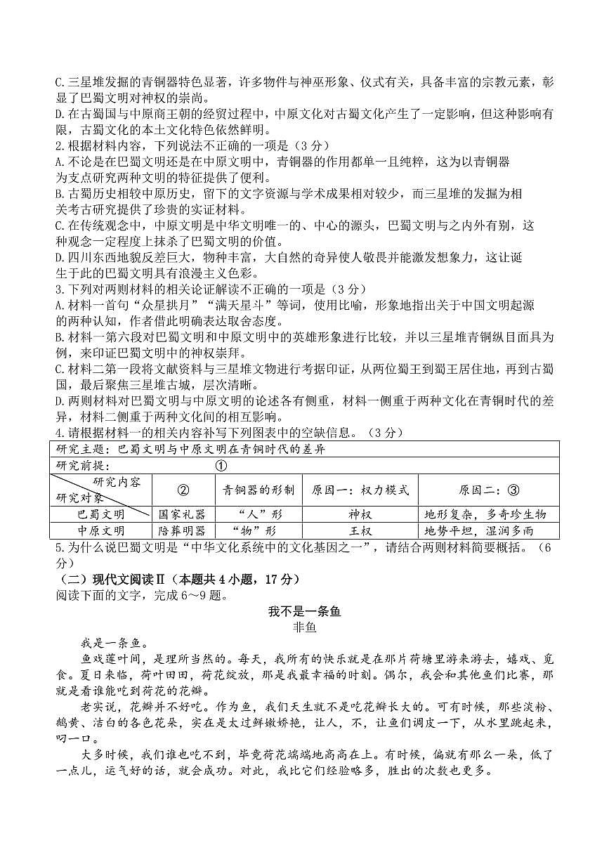 2024届湖北省武汉市高三5月模拟训练-语文试卷（含答案）第3页