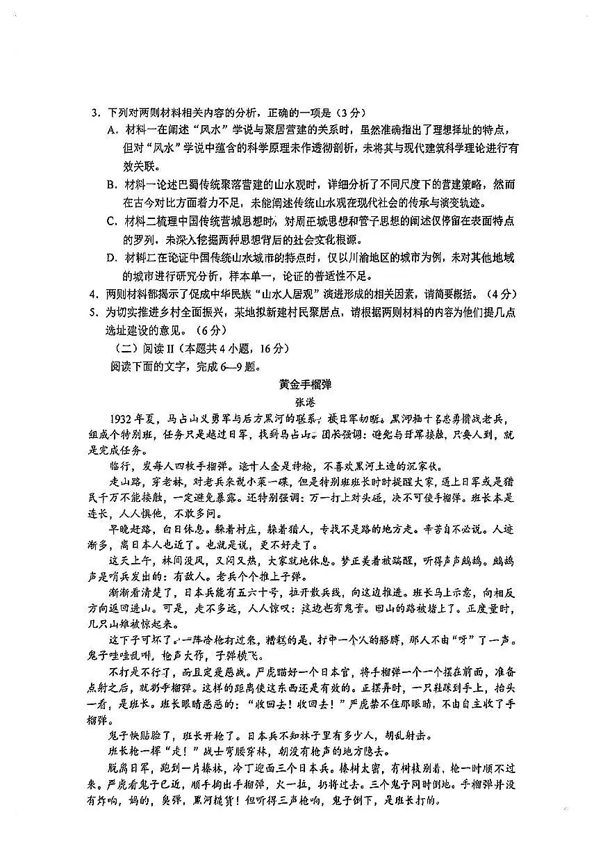 四川省南充市2025届高考模拟适应性考试（三诊）（南充三诊）（4.7-4.9）语文试卷无答案第3页