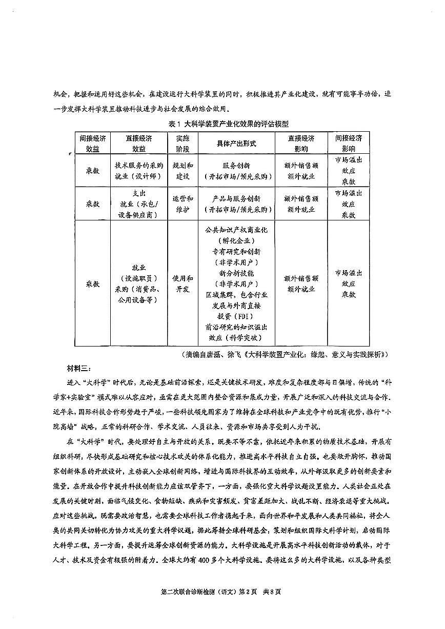 重庆市康德卷2025届高三下学期4月考第二次诊断-语文试题+答案第2页