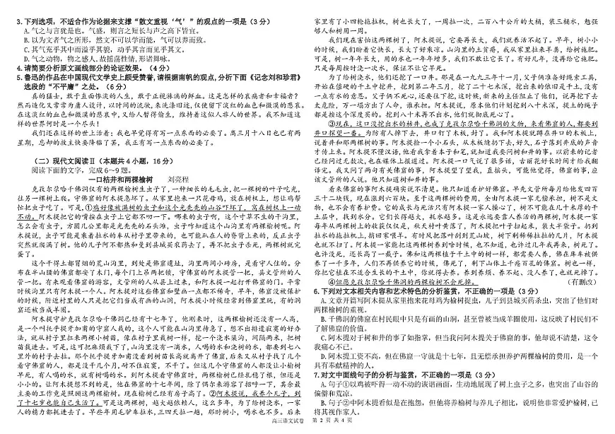 黑龙江省大庆市大庆中学2024-2025学年高三上学期二模模拟语文试卷（含答案）第2页