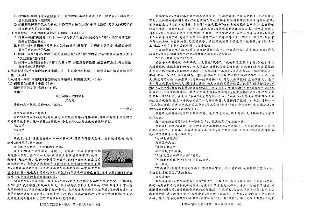 2025届皖南八校高三第三次大联考语文第2页