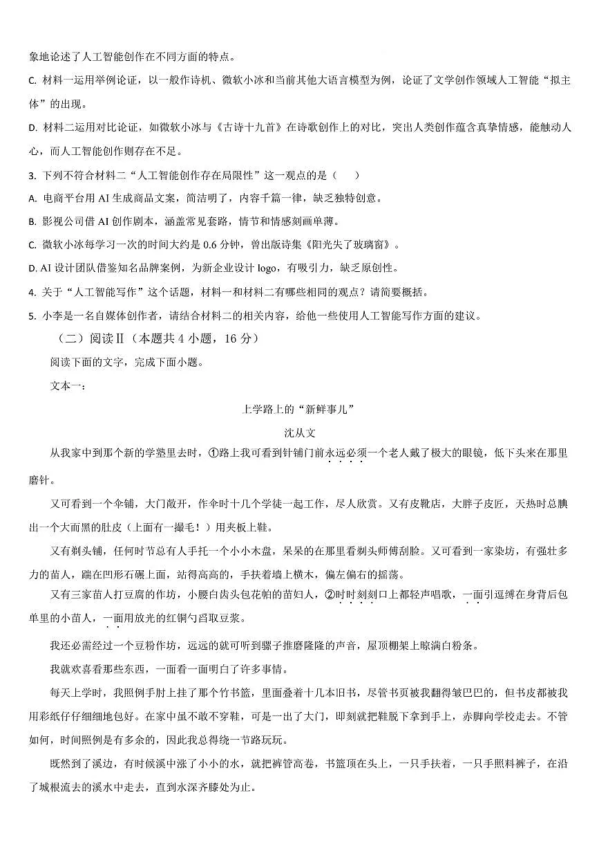 2025届吉林省通化市梅河口市第五中学高三二模语文试题第3页