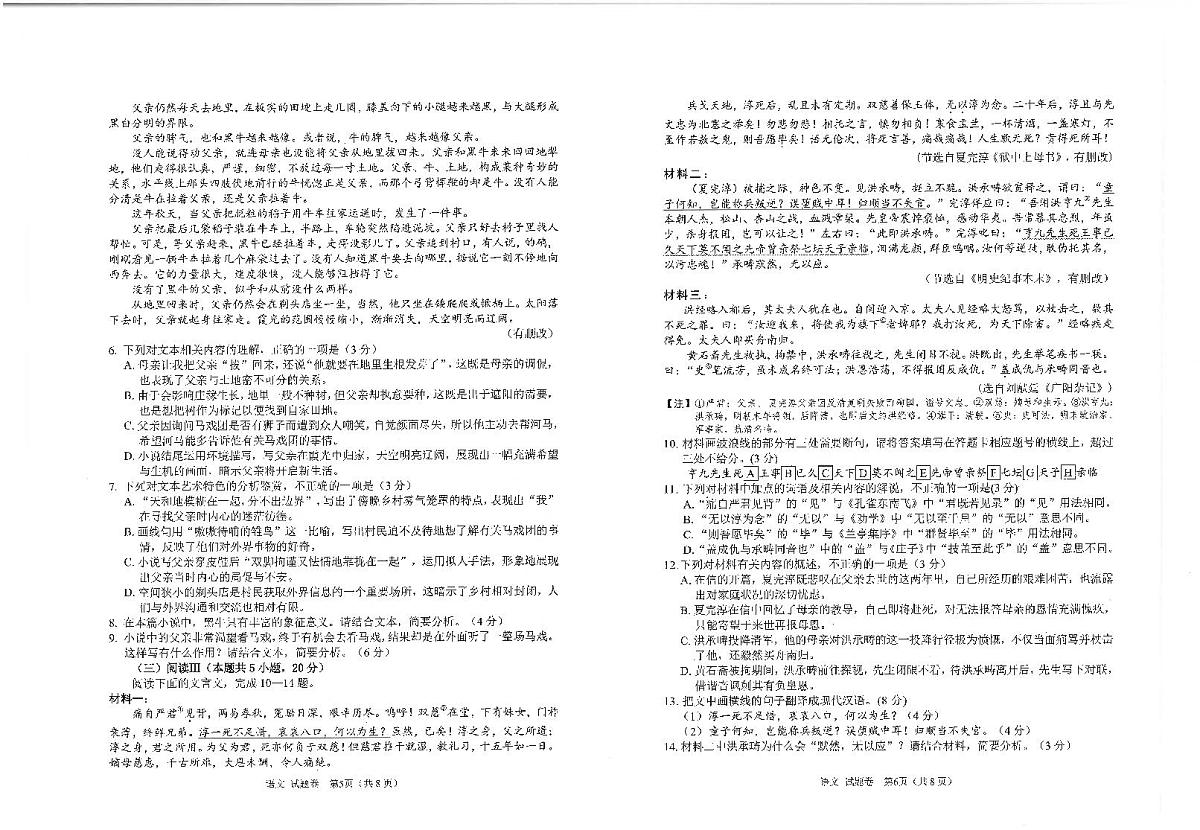 四川省绵阳市2025届高三高考模拟第三次诊断性考试-语文试题+答案第3页