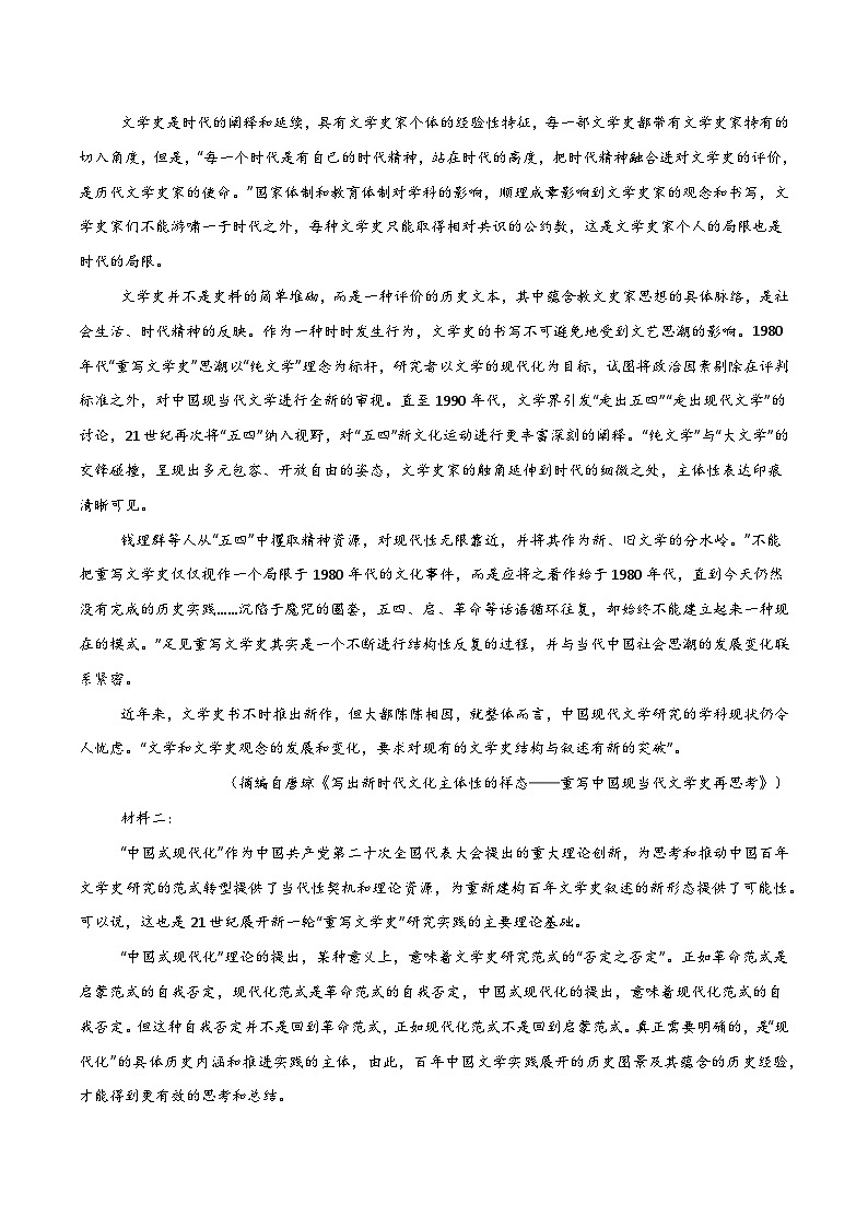 2025年高考第三次模拟考试卷：语文（新高考八省专用01）（考试版）第2页