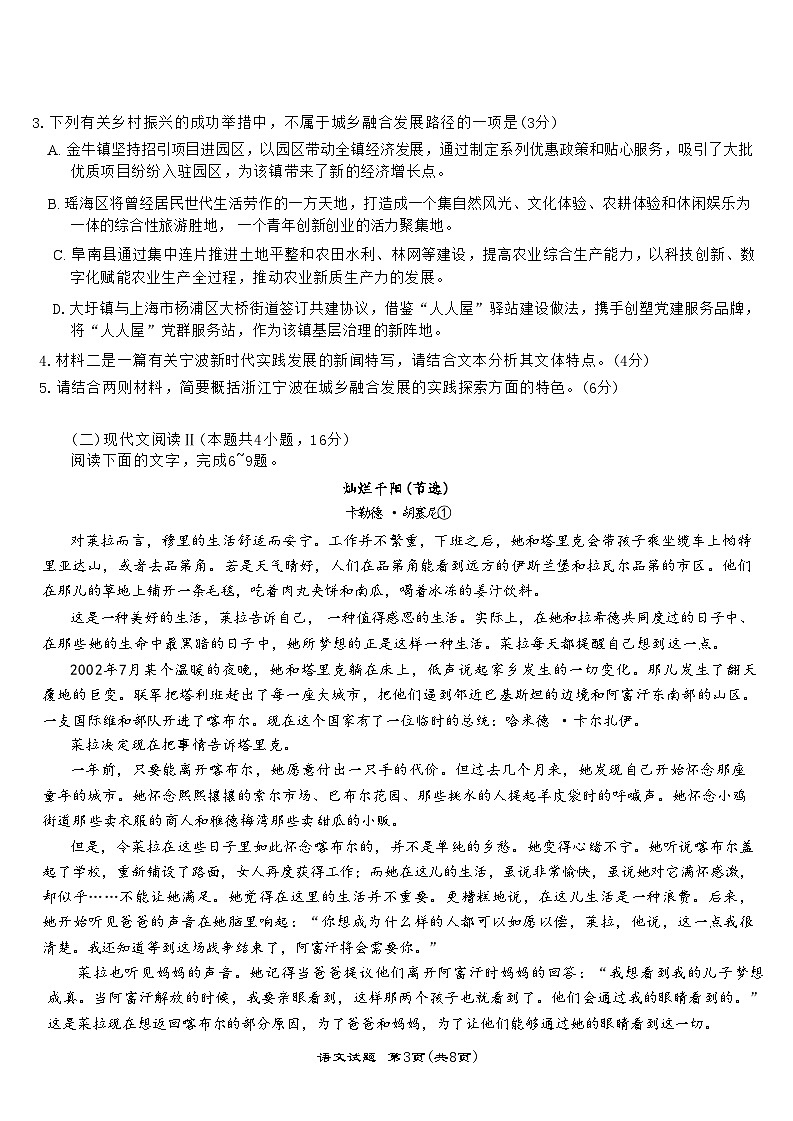 安徽省江淮十校2025届高三下学期4月三模语文试题（Word版附解析）第3页