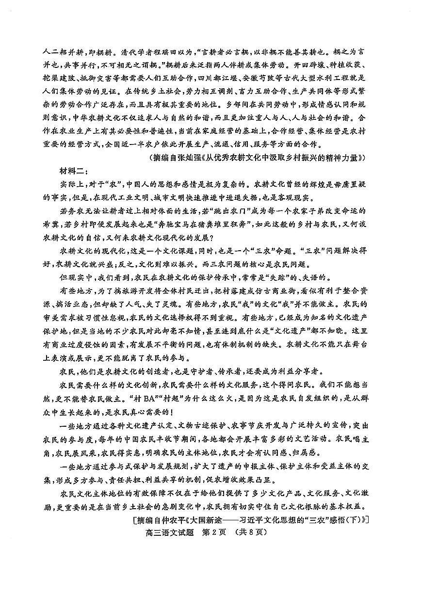 山东名校考试联盟2025届高三高考模拟高考模拟考试-语文试题+答案第2页