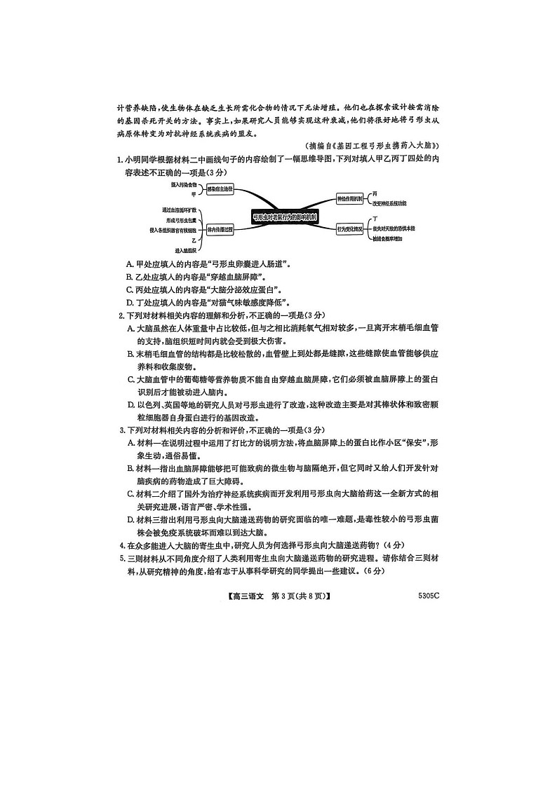 广西南宁市2025届高三下学期第二次适应性测试（二模）语文试卷含答案第3页