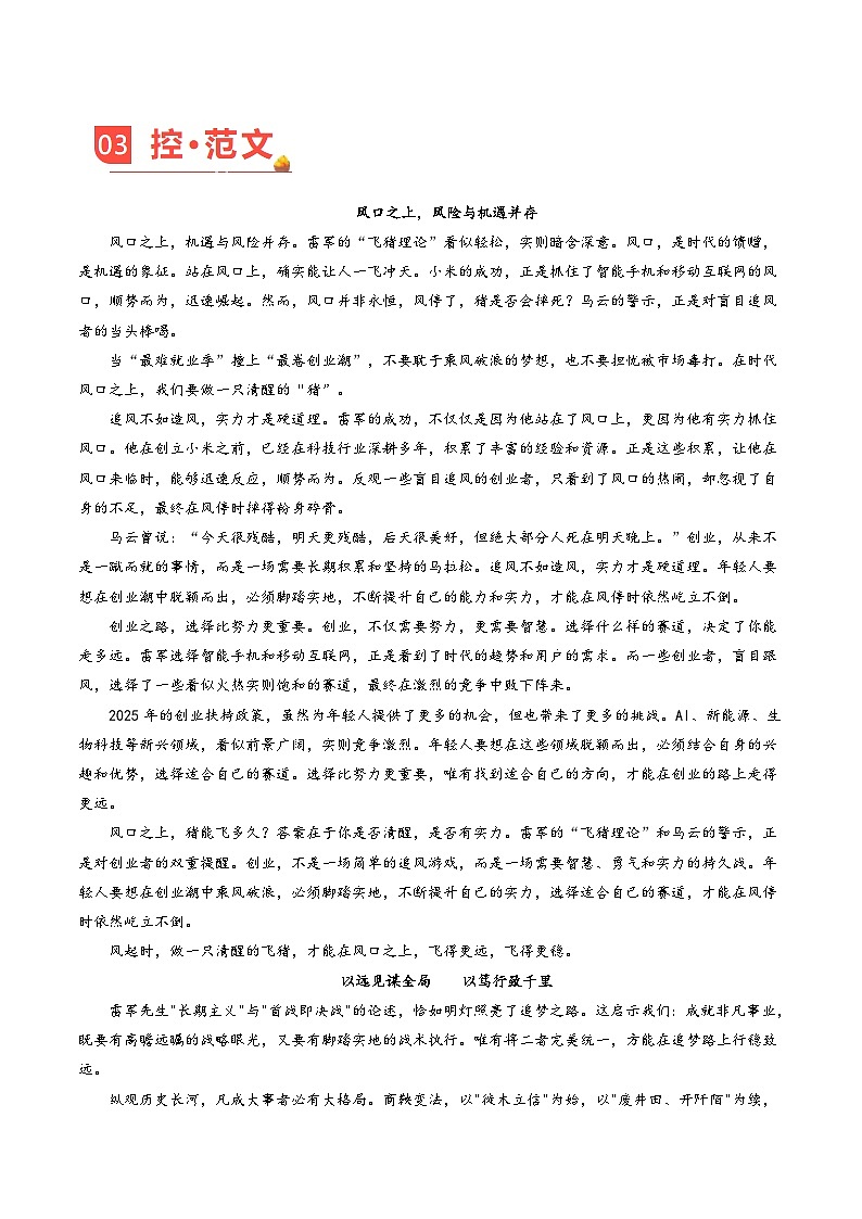 主题06 千亿总裁雷军的理想星辰大海-备战2025年高考语文作文写作素材（5月刊）讲练全国通用（含范文）第3页
