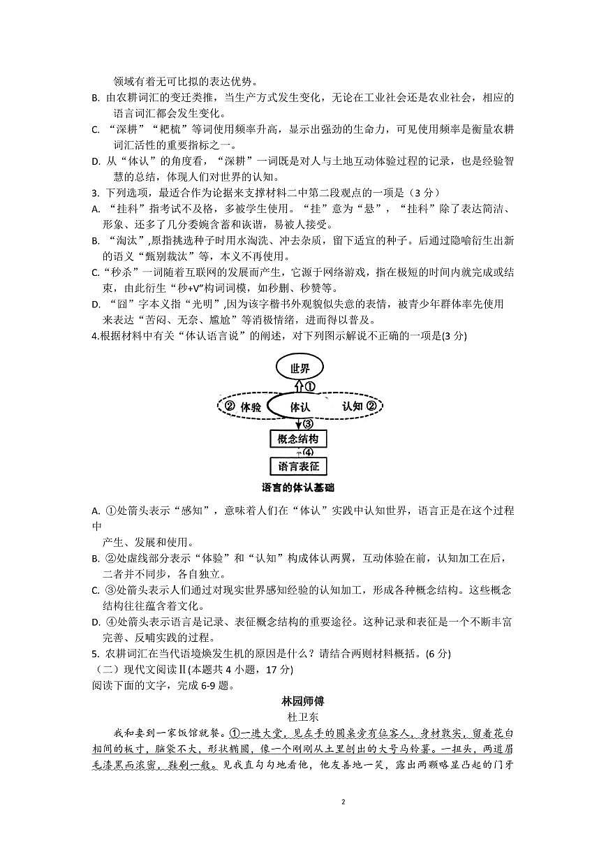 2024届湖北省武汉市高三二月调研 语文试卷（含答案）第3页