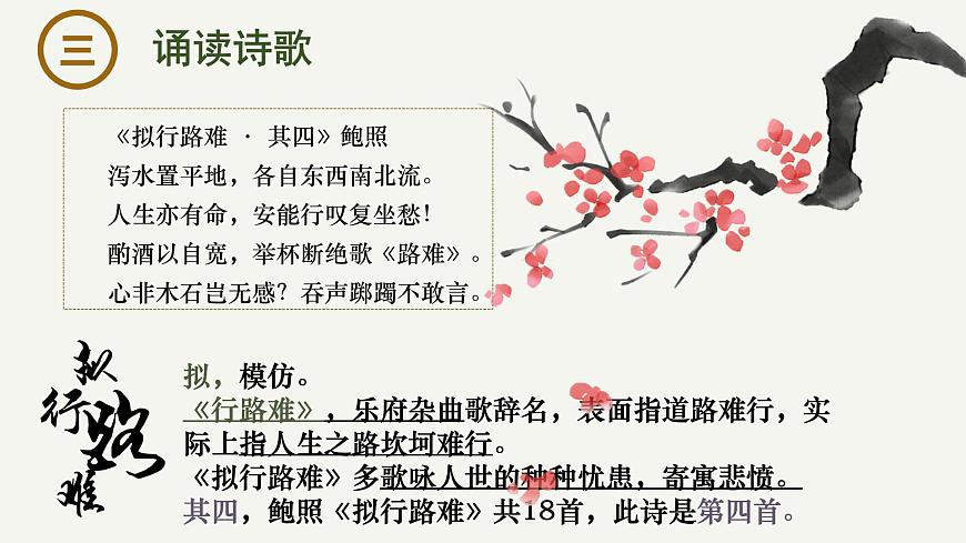 高中语文统编版选择性必修下册古诗词诵读《拟行路难（其四）》大单元同步课件第4页