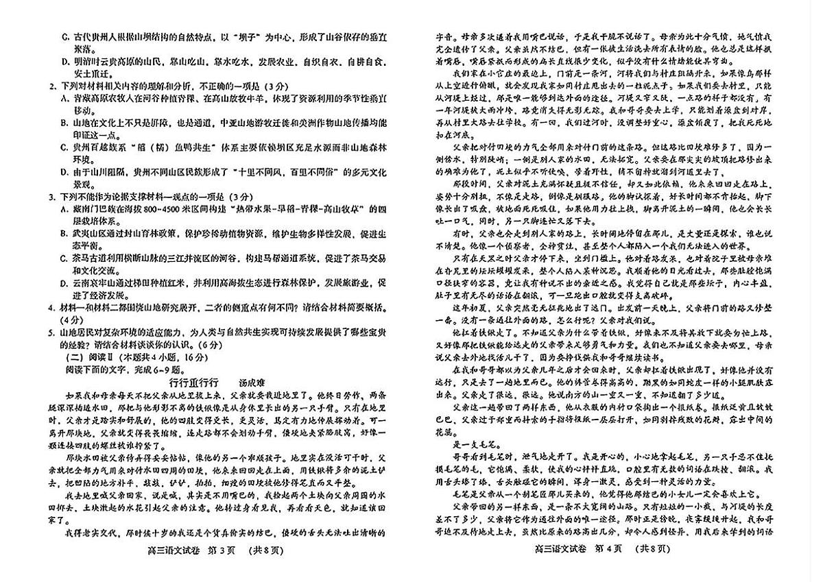 2025届河南省豫西北联盟高三下学期三模考试语文试题（高考模拟）第2页