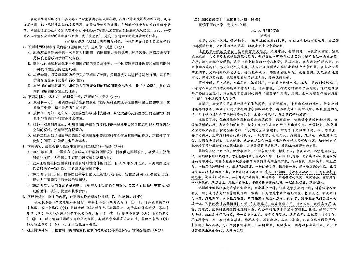2025届河北省石家庄市正定中学高三下学期二模语文试题（高考模拟）第2页