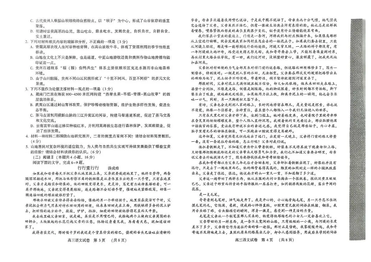 河南省豫西北教研联盟（许平洛济）2025届高三下学期5月第三次质量检测语文试卷+答案第2页