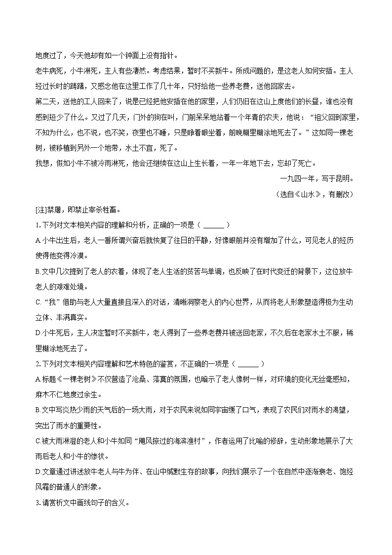 2025届河南省漯河市临颖县高三三模语文试卷（高考模拟）第3页