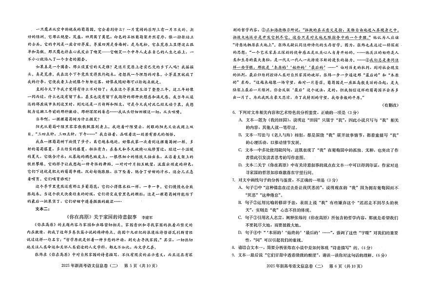 语文丨2025年湖北省新高考信息卷（二）试卷及答案第3页