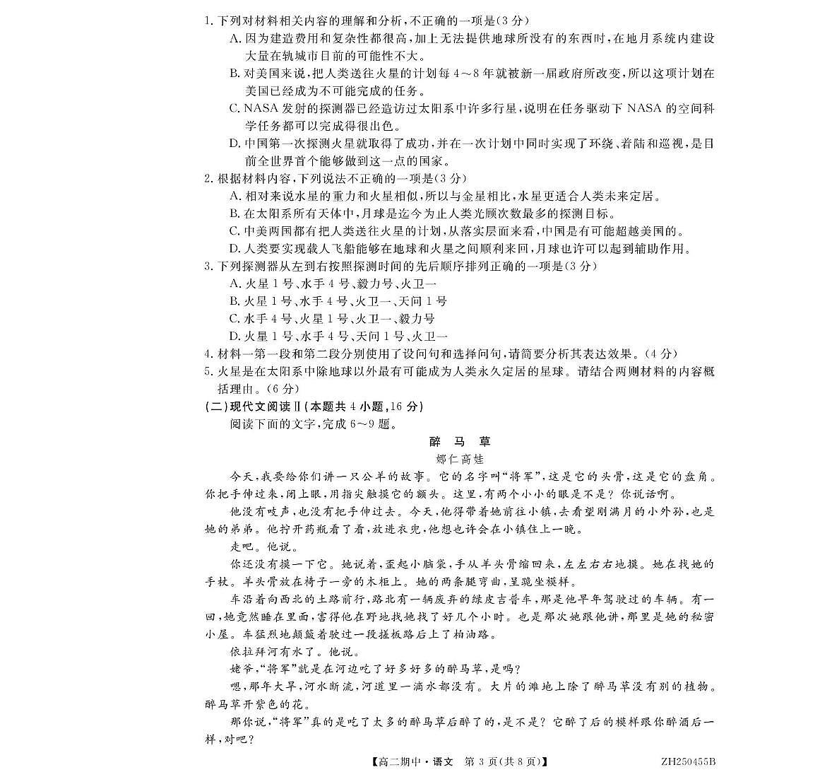 甘肃省金昌市永昌县第一高级中学2024-2025学年高二下学期期中考试语文试卷第3页