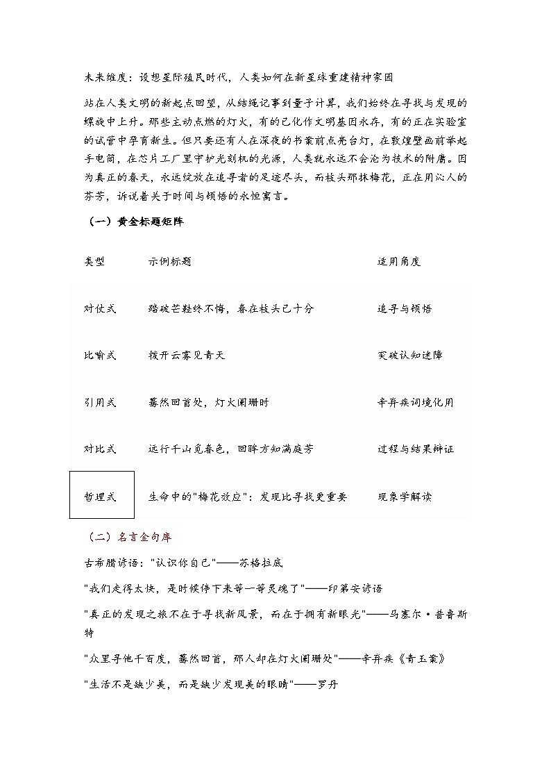 2025年高考语文作文猜想（九）寻春作文分析  讲义第3页