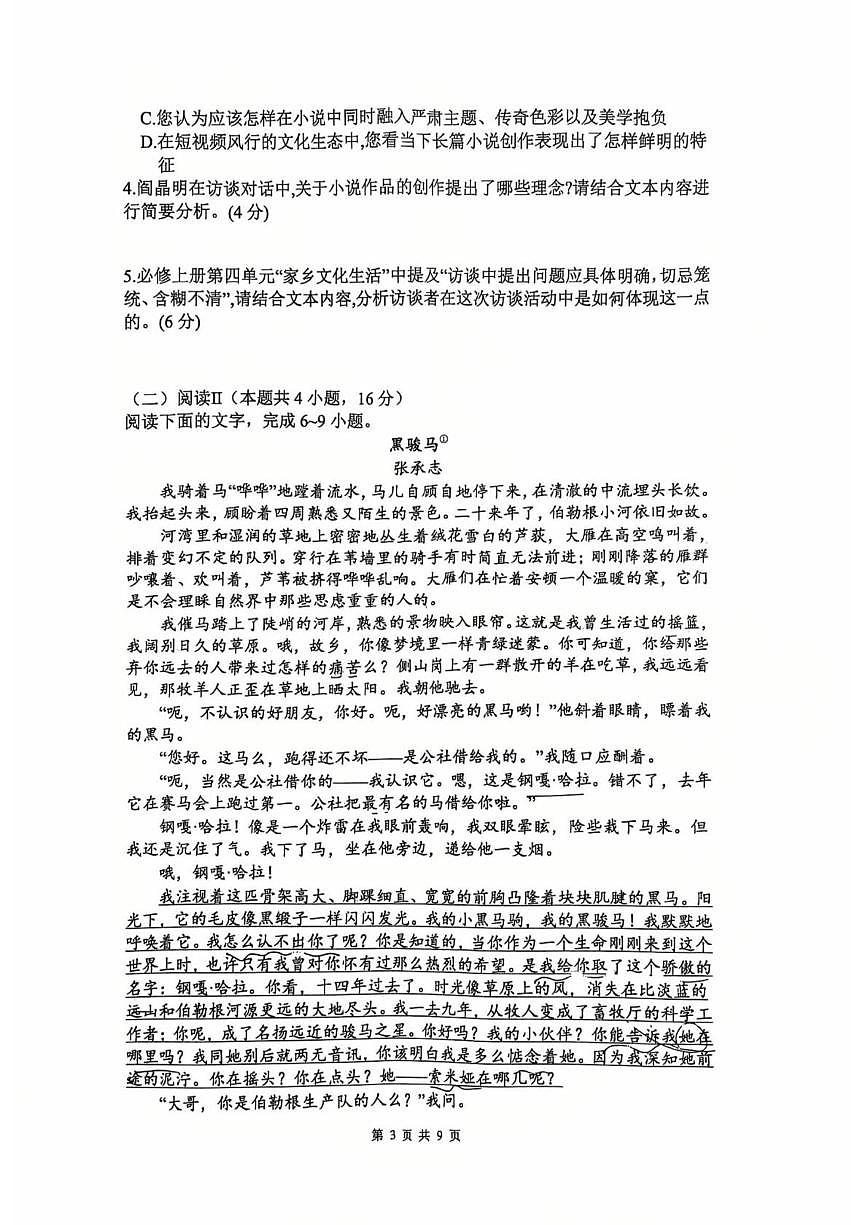 2025届湖南省长沙市周南中学高三三模考试语文试卷（高考模拟）第3页