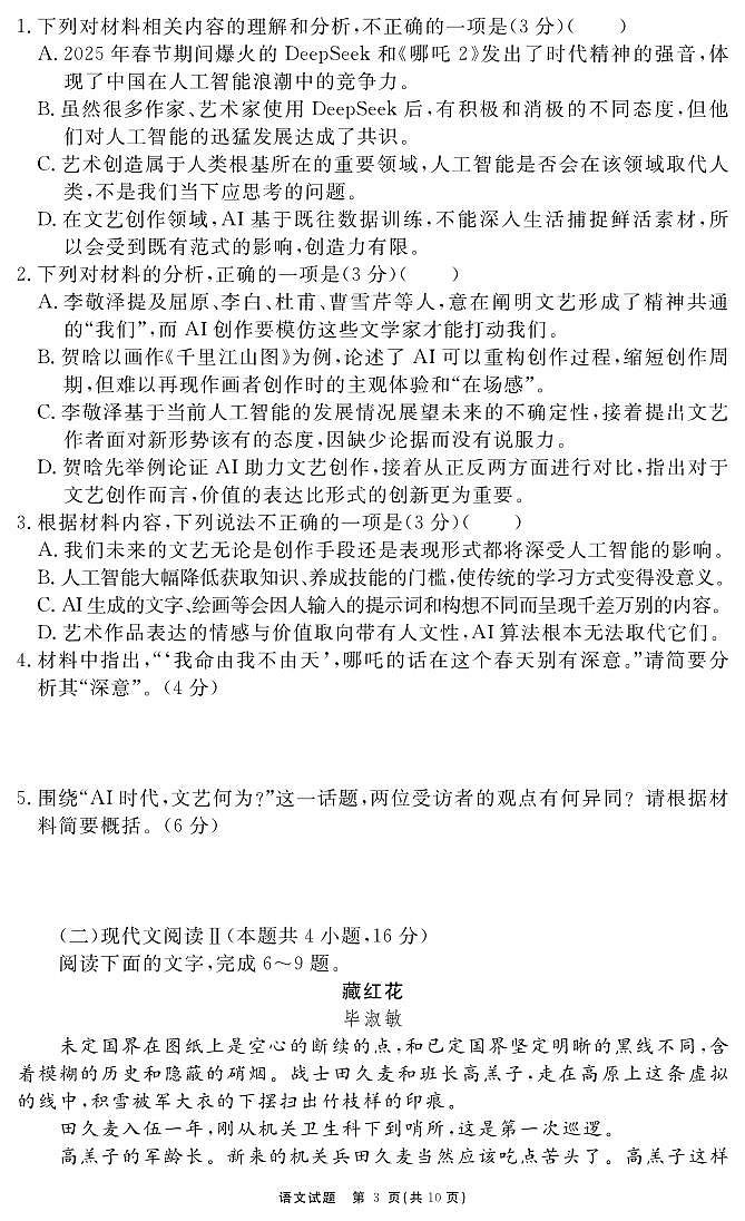 安徽省合肥一六八中学2025届高三最后一卷语文第3页