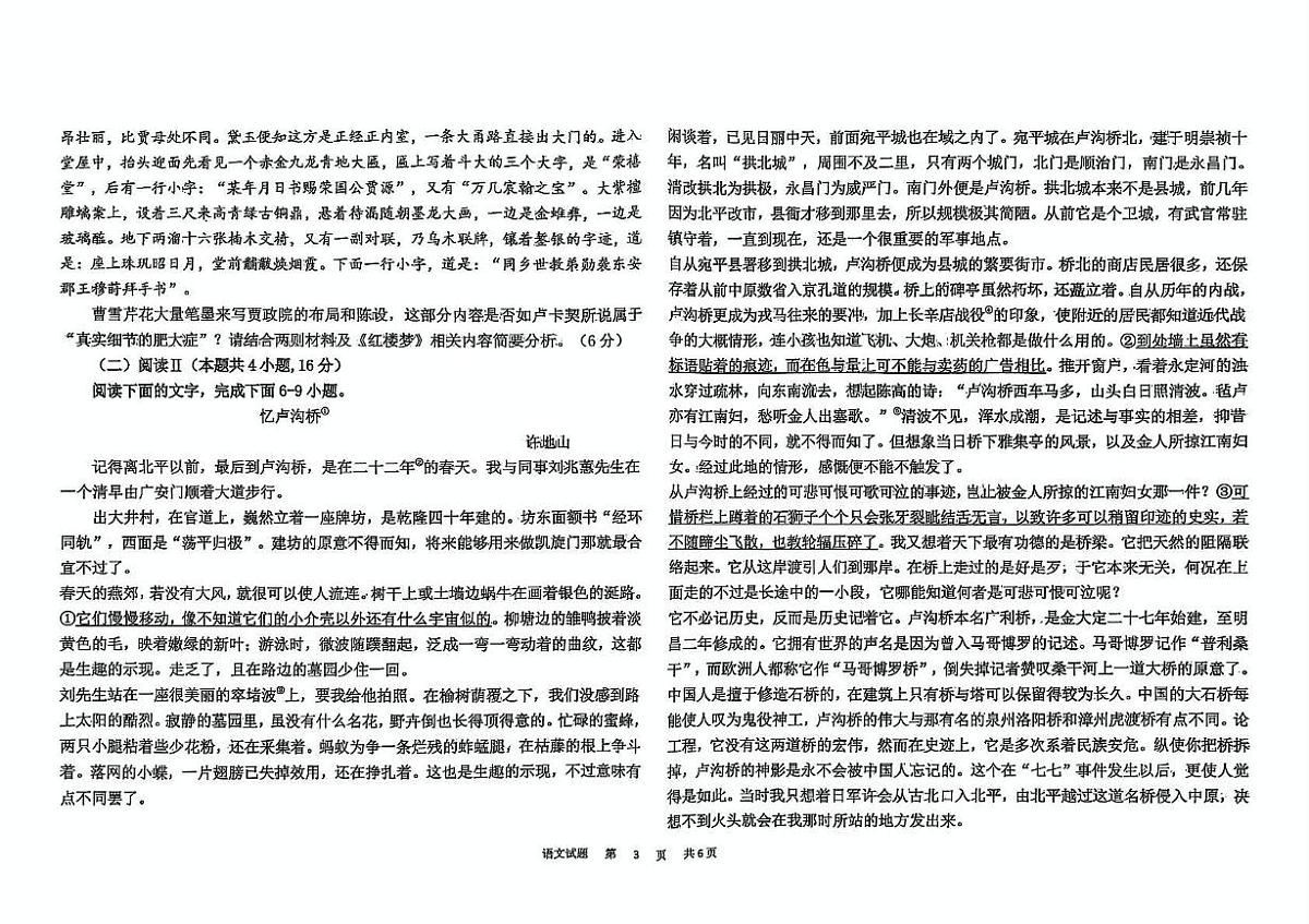 河北省衡水市冀州区冀州中学2024-2025学年高三下学期考前冲刺仿真一语文试题（高考模拟）第3页