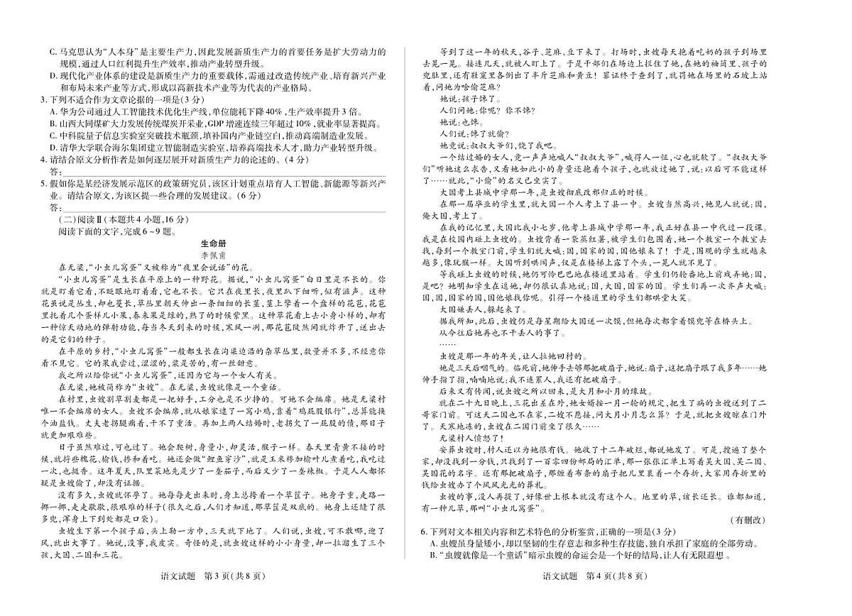 湖南省部分学校2025届高三5月最后一卷-语文高三5月第2页