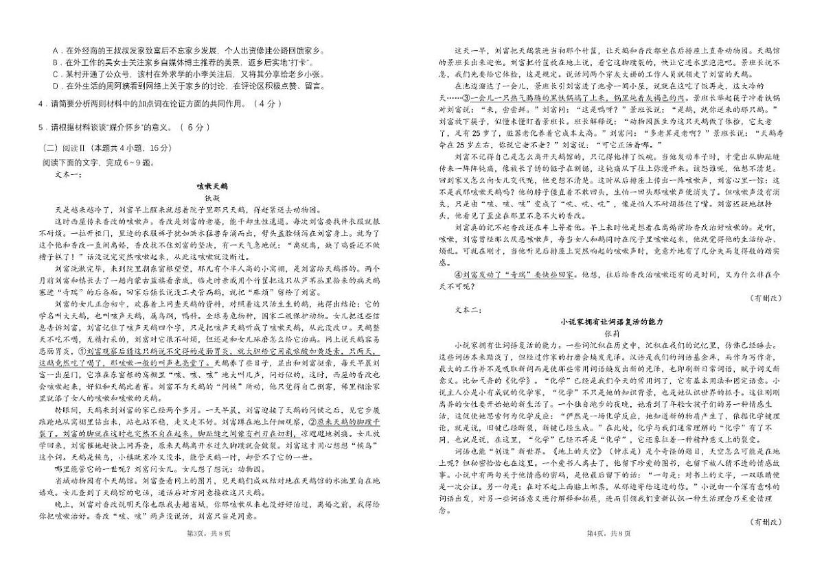 2025届吉林省延边朝鲜族自治州延吉市延边第二中学高三下学期模拟预测语文试题（高考模拟）第2页