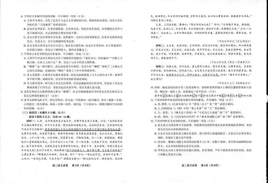 语文-江苏省宿迁市泗阳县2024-2025学年高二下学期期中考试试题和答案第3页