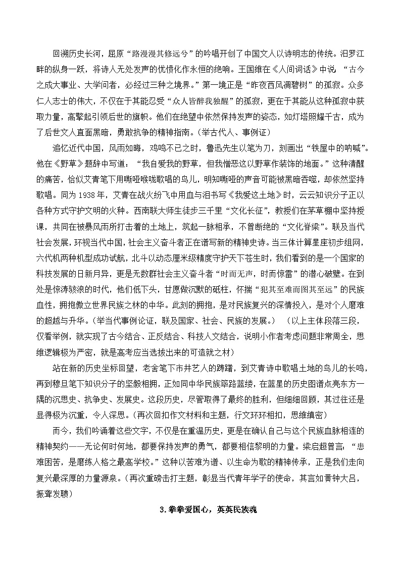 2025年高考语文作文优秀作文选：全国一卷-一元思辨   民族魂  家国情（11篇范文）第3页