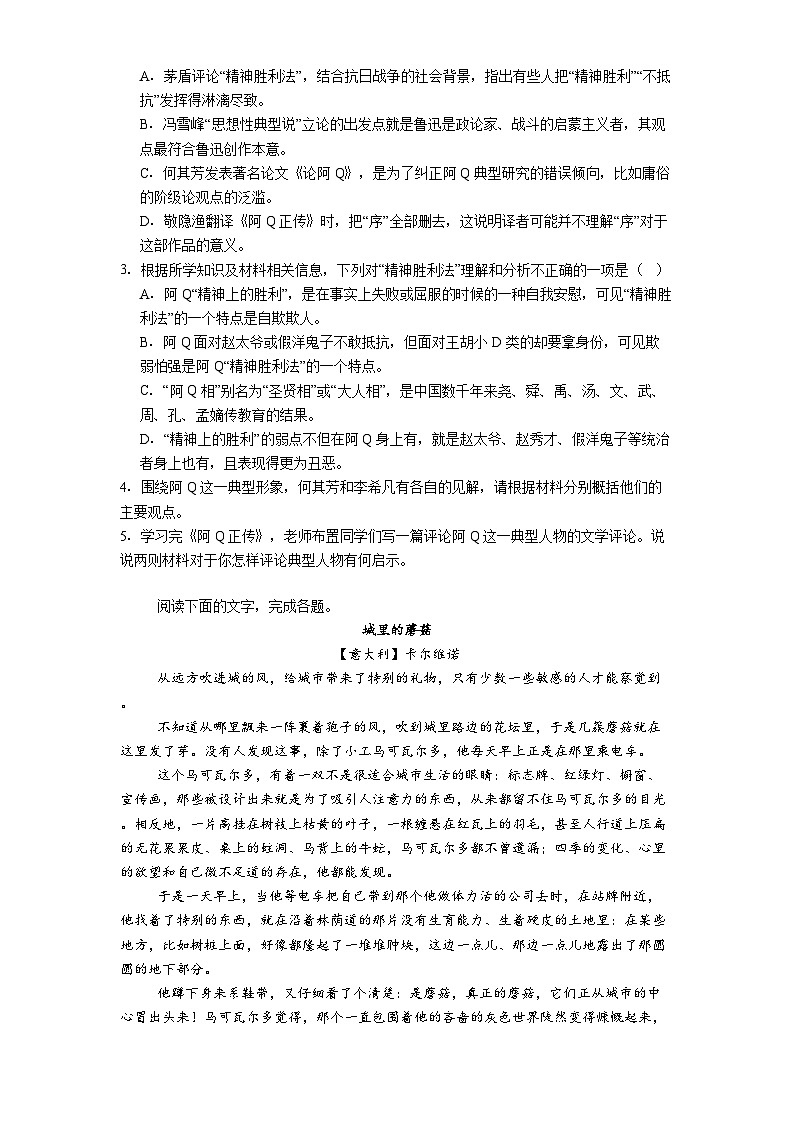 浙江省七彩阳光新高考研究联盟2024-2025学年高二下学期期中语文试题（含答案）第3页
