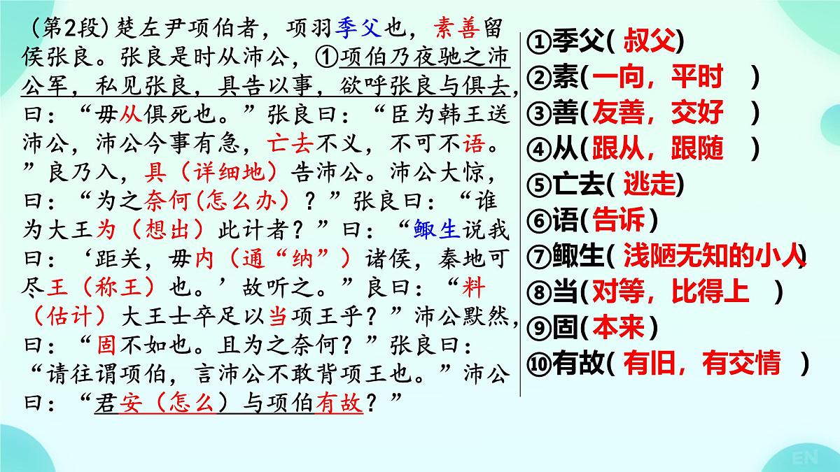 高中语文人教统编版必修 下册第一单元3 鸿门宴 复习课件第3页