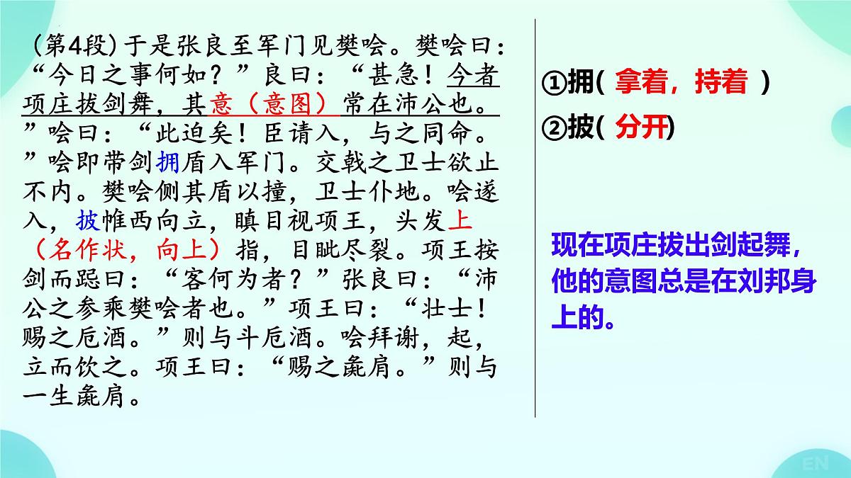 高中语文人教统编版必修 下册第一单元3 鸿门宴 复习课件第6页
