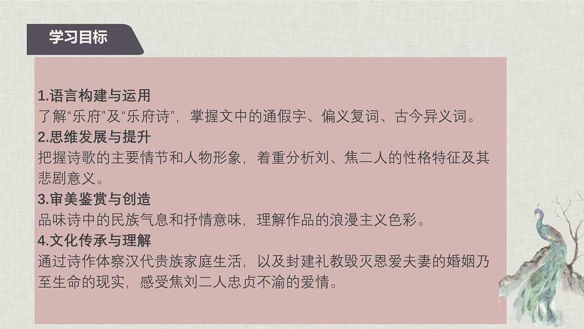 高中语文人教统编版选择性必修 下册第一单元2 孔雀东南飞并序 课件第3页