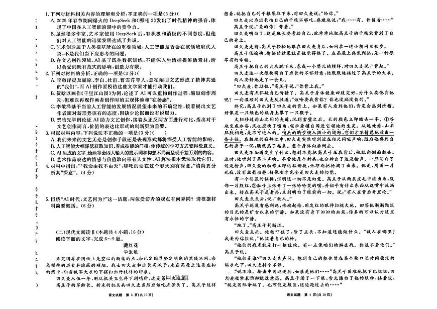 安徽省合肥一六八中学2025届高三最后一卷-语文试卷【含答案】第2页