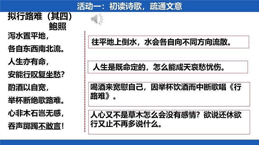 高中语文人教统编版选择性必修 下册 古诗词诵拟行路难（其四）课件第5页