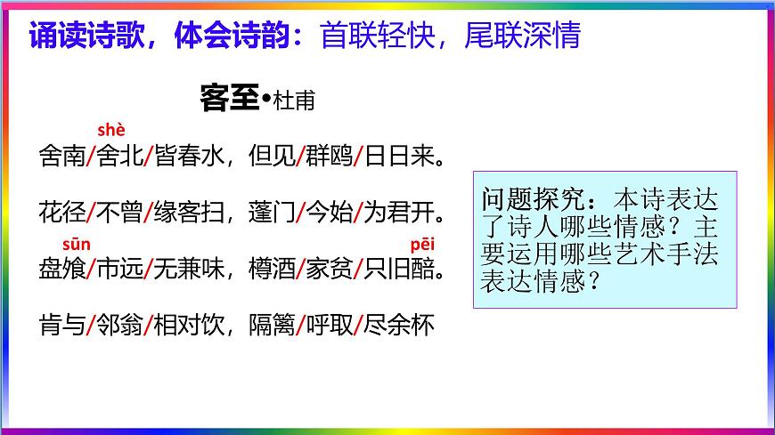 高中语文人教统编版选择性必修 下册古诗词诵读《客至》 课件第6页