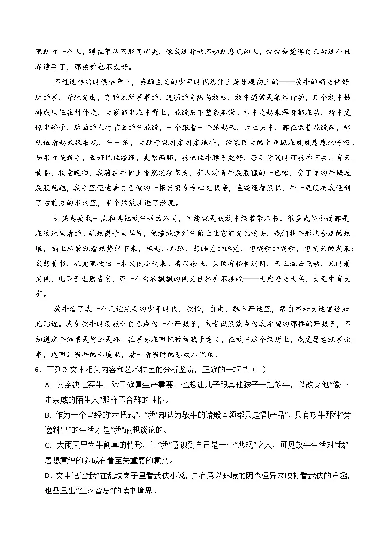三年（2023-2025）高考语文真题分类汇编：专题04 文学类文本阅读（散文）（全国通用）（原卷版）第3页