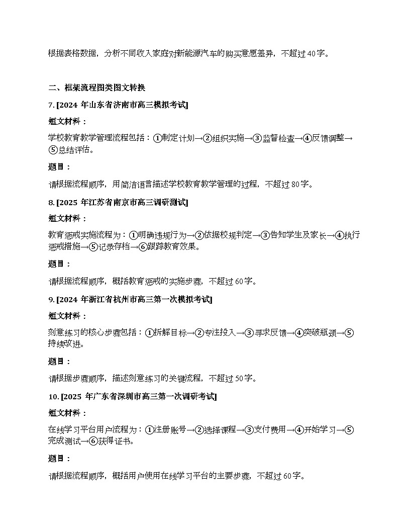2026届高考一轮复习基础练语文专题一 语言文字运用(任务19 统计图表、框架流程图)第3页