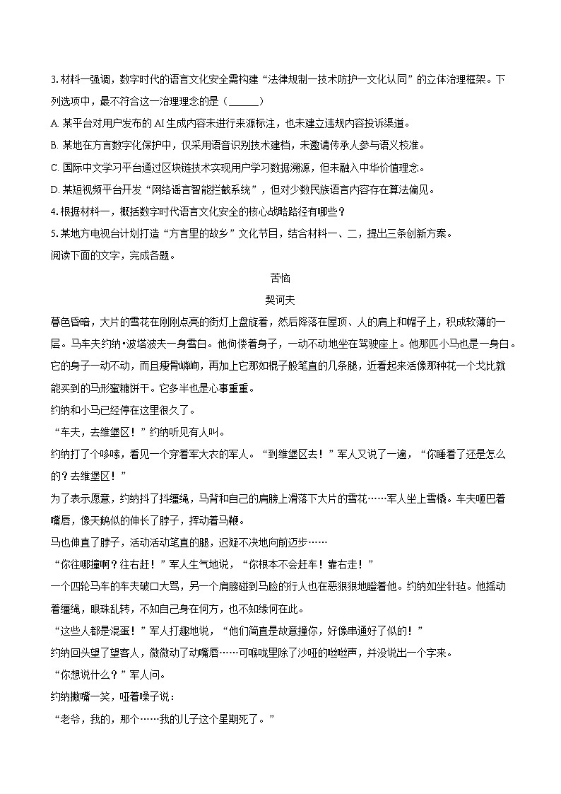 湖北省武汉市2024-2025学年高一（下）期末语文试题（含答案）第3页