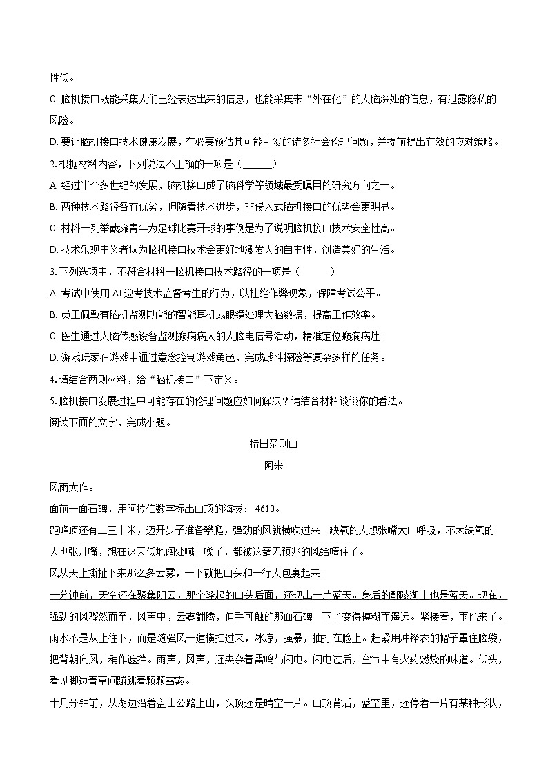 安徽省芜湖市2024-2025学年高二（下）期末语文试题（含答案）第3页