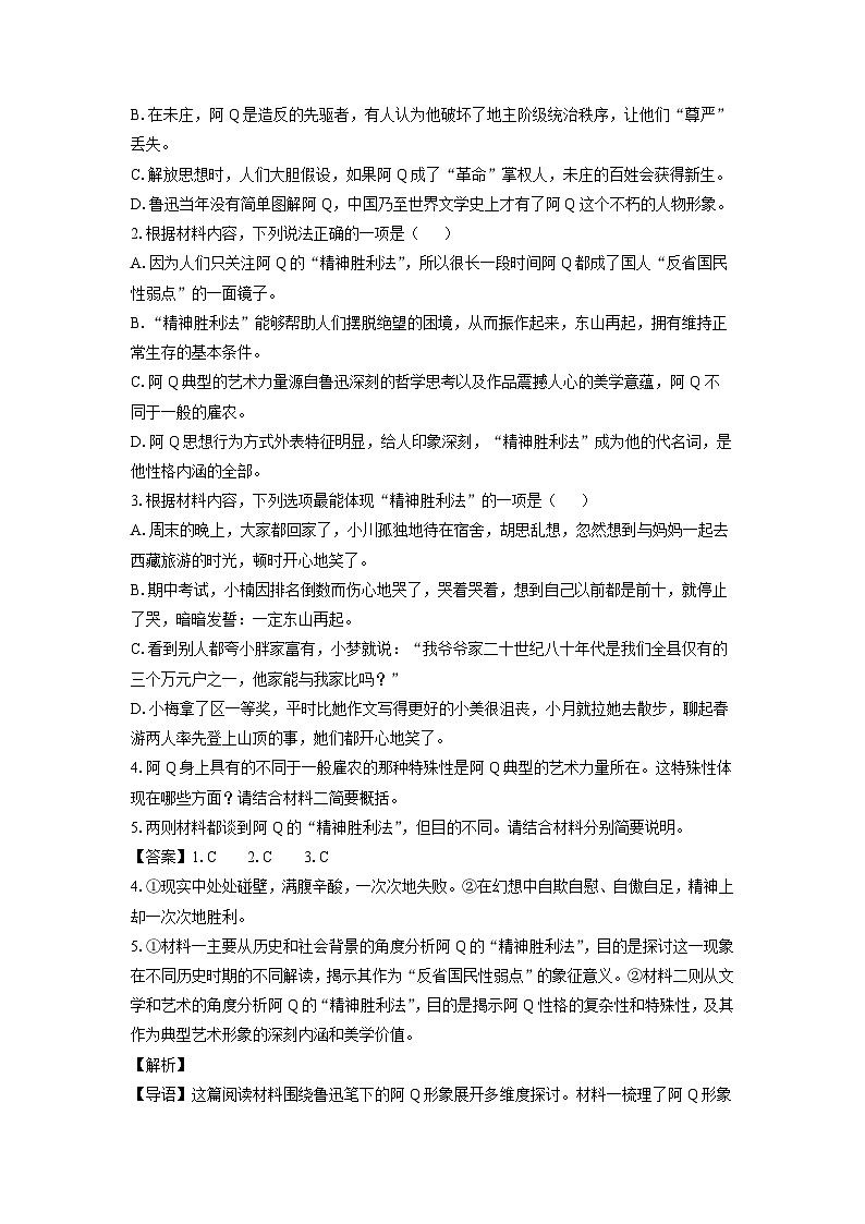 河北省邢台市卓越联盟2024-2025学年高二下学期期中考试语文试卷（解析版）第3页