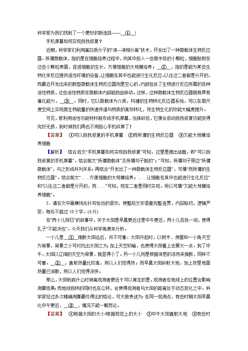 2026届高考语文一轮总复习提能训练练案36补写句子第3页