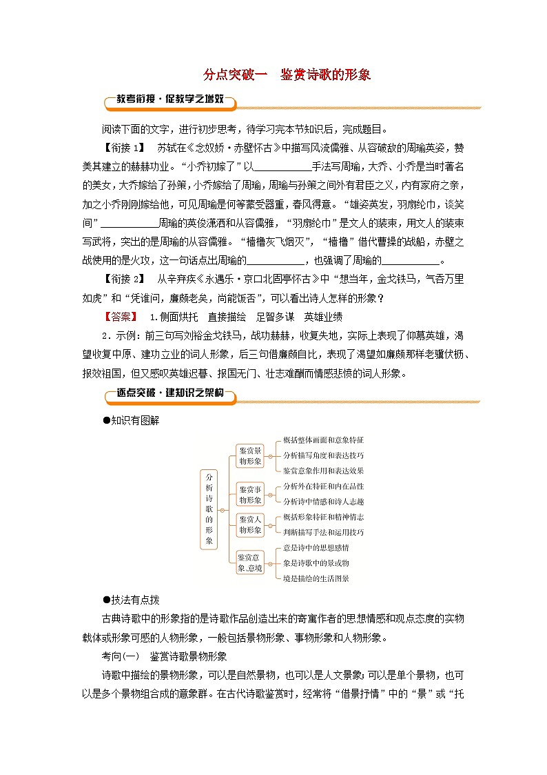 2026版高考语文一轮总复习复习任务群三古诗文阅读专题六古代诗歌阅读分点突破一鉴赏诗歌的形象试卷第1页