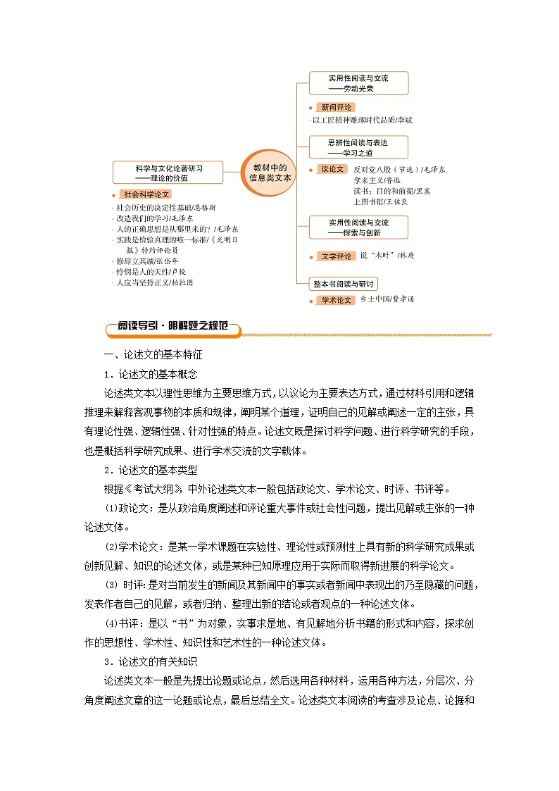 2026版高考语文一轮总复习复习任务群一信息性阅读专题一论述类文本阅读整体阅读指导试卷第3页