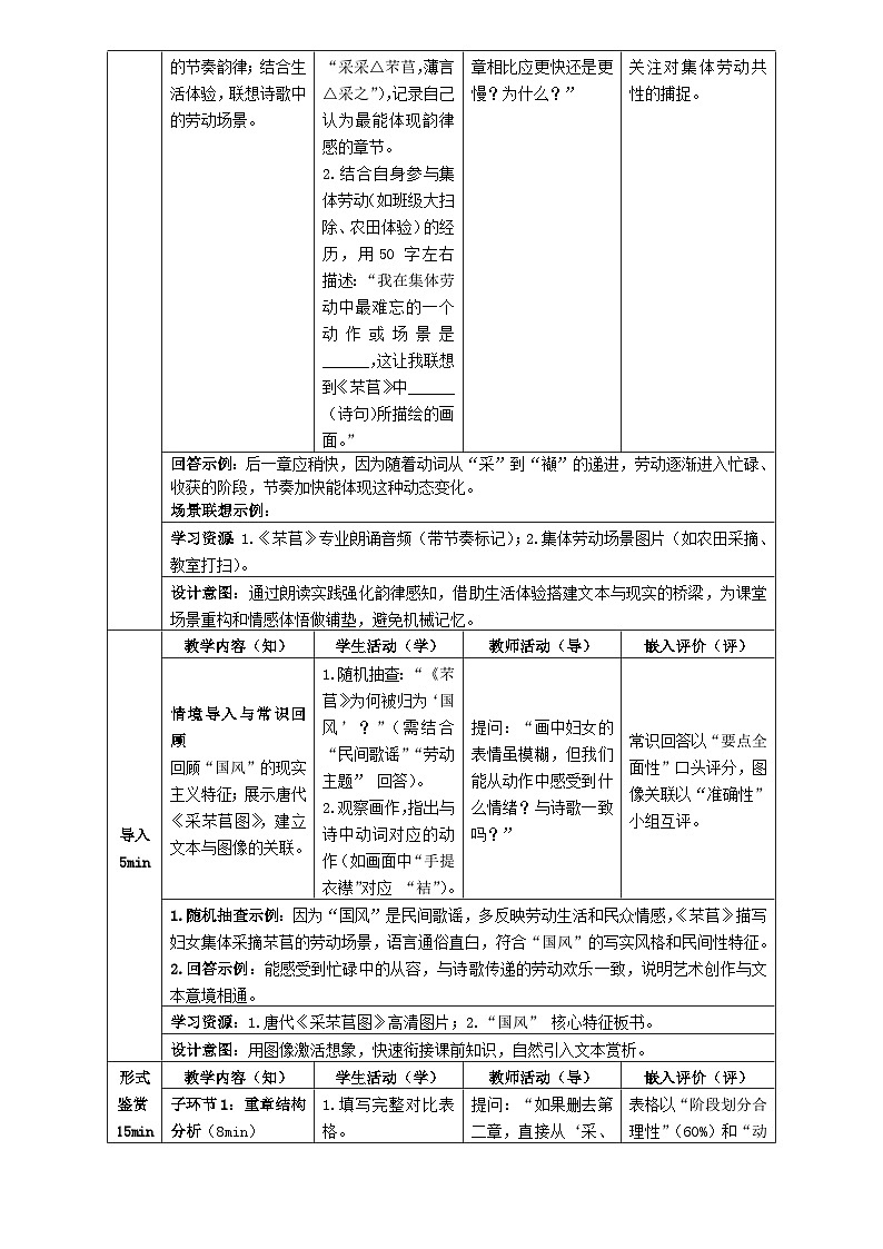 7统编版高中语文必修上册第二单元《芣苢》教学设计第3页