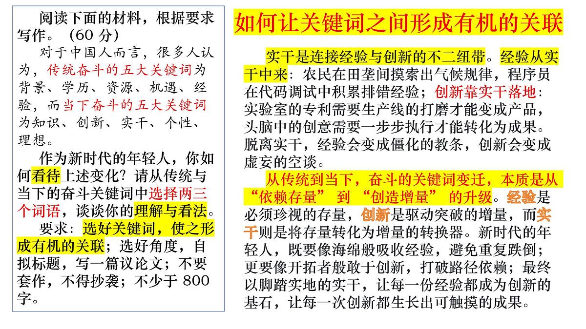2026届高考语文写作指导 课件：“传统与当下奋斗关键词变化之我见”作文导写第6页