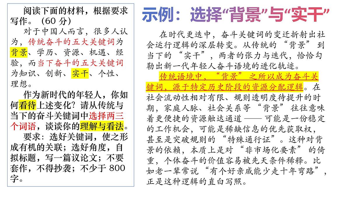 2026届高考语文写作指导 课件：“传统与当下奋斗关键词变化之我见”作文导写第7页