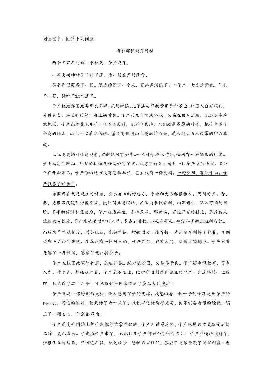 2025首师大附中新高一分班考试语文试卷第3页