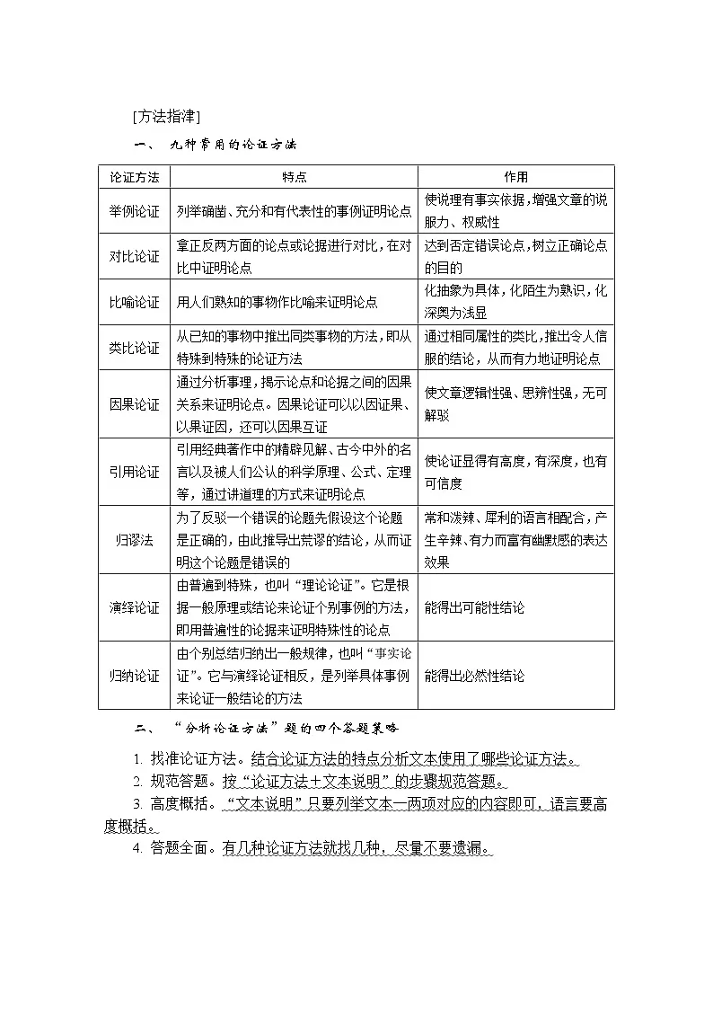 好题讲练　分析论证方法 （含答案）高中语文（部编版） 选择性必修 上册 专题练习第2页