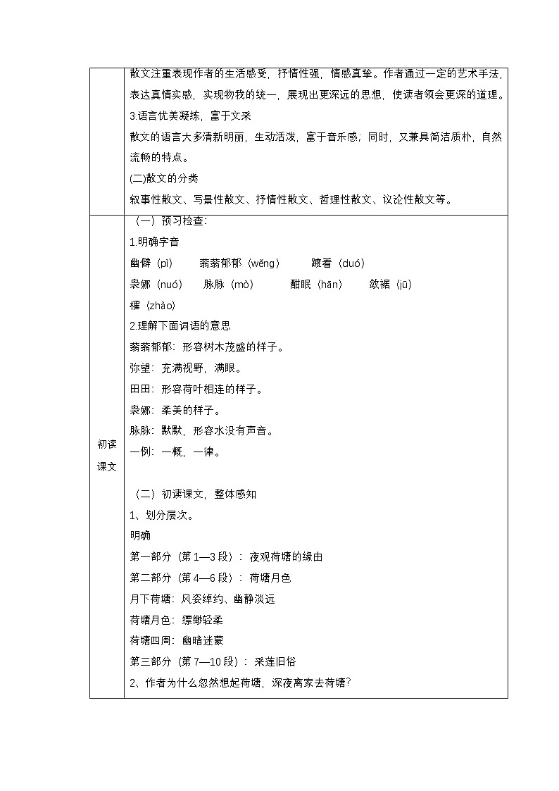 14 《荷塘月色》教学设计第3页